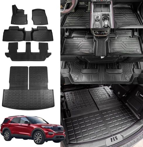  Rongtaod Floor Mats for 2020-2024 Ford Explorer 7 Seats Trunk Mat with Back Seat Cover Protector and Floor Mats - Lot 236