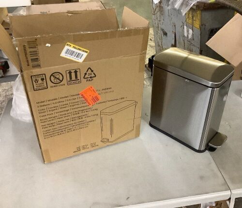 iTouchless 3 Gal. SoftStep Slim Bathroom Step Trash Can with AbsorbX Odor Filter and Removable Inner Bucket, Stainless Steel - Small Dents  - Lot 352