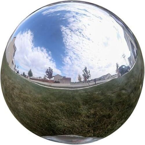 Lily's Home Gazing Globe Mirror Ball in Silver Stainless Steel - 12 Inch  - Lot 417