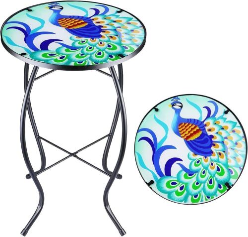 Arbuxzuy Peacock Patio Side Table 14"  - Lot 718