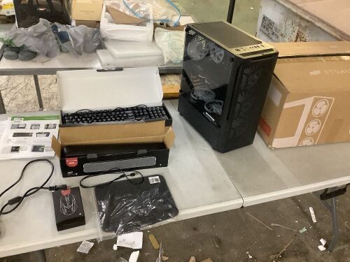  STGAubron Gaming Desktop Computer, Intel Core I7 3.4 GHz up to 3.9 GHz, Radeon RX 580 8G GDDR5,16G RAM, 512G SSD, WiFi, Bluetooth 5.0, RGB Fanx6, RGB Keyboard, Mouse & Mouse Pad, RGB BT Sound Bar - Lot 81