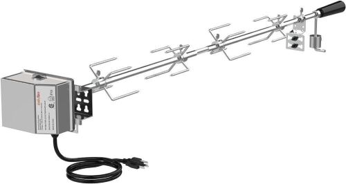onlyfire Universal Grill Rotisserie Kit, 45'' & 53'' X 1/2'' Hexagon Spit Rod, Stainless Steel Electric Motor - Lot 402