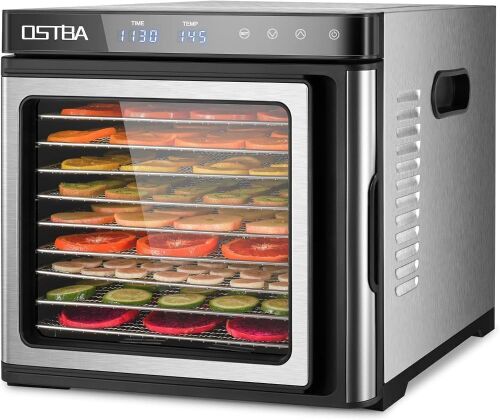  OSTBA Food Dehydrator Machine, 9 Stainless Steel Trays, Adjustable Temperature and 48H Timer, Overheat Protection, 1000W - Lot 70