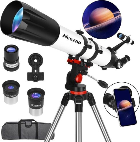 MEEZAA 90mm Aperture 800mm Refractor Telescope with Carry Bag  - Lot 67