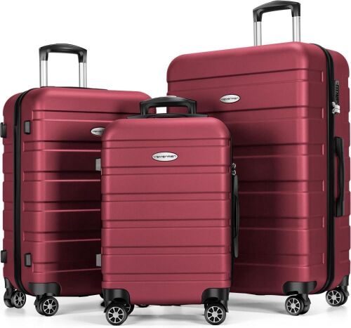  Hardside Lightweight Suitcase with Spinner Wheels TSA Lock, 3-Piece Set  - Lot 47