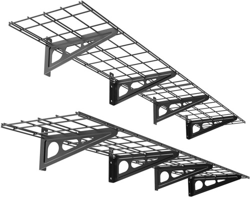 FLEXIMOUNTS 12-inch-by-72-inch Wall Shelf Garage Storage Rack Wall Mounted Floating Shelves,1x6ft ,Black, 2-Pack - Lot 192