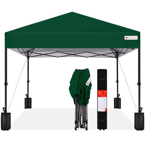 One-Person Setup Instant Pop Up Canopy w/ Case, 4 Weight Bags - 10x10ft - Lot 957