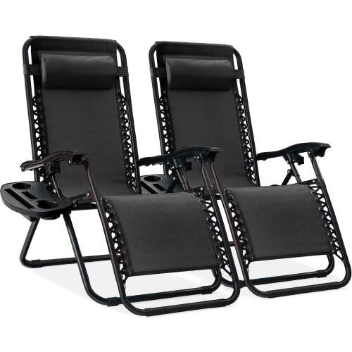 Set of 2 Adjustable Zero Gravity Patio Chair Recliners w/ Cup Holders - Lot 1080