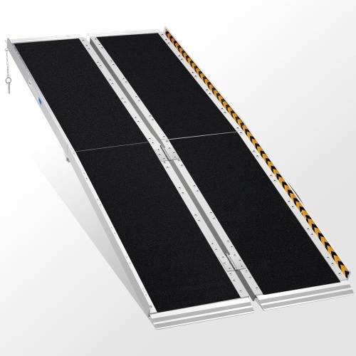 6FT Portable Wheelchair Ramps Holds Up to 𝟴𝟬𝟬 lbs Lightweight Threshold Folding Ramp for Doorway with Non-Slip Platform Handicap Ramps for Steps, Stairs, Curbs - Lot 1102