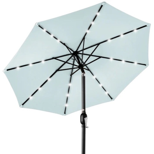 Solar LED Lighted Patio Umbrella w/ Tilt Adjustment, UV-Resistant- 10ft - Lot 1121