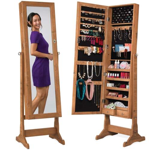 Full Length Freestanding Jewelry Mirror Armoire w/ Velvet Interior - Lot 1281