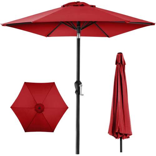 Outdoor Steel Market Patio Umbrella Decoration w/ Tilt, Crank Lift - 10ft - Lot 1284