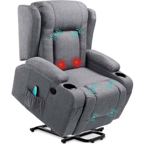 Electric Power Lift Recliner Message Chair w/ Heat, USB Port, Cupholders - Lot 1286