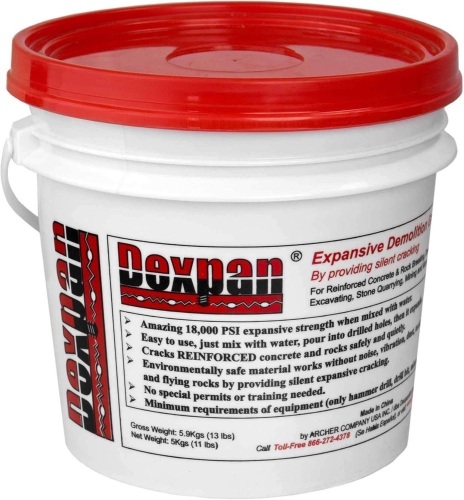 xpansive Demolition Grout 11 Lb. Bucket for Rock Breaking, Concrete Cutting, Excavating. Alternative to Demolition Jack Hammer Breaker, Jackhammer, Concrete Saw, Rock Drill - Lot 1310