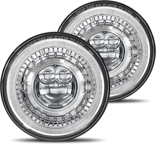 HWSTAR 2023 1000% Bright Anti-glare 7 Inch Halo Led Headlight Round Compatible with Jeep Wrangler JK JKU TJ LJ etc w/Start-up Gradient Starry Atmosphere DRL Turn Signal H6024 DOT Hi/Lo Sealed Beam - Lot 1313
