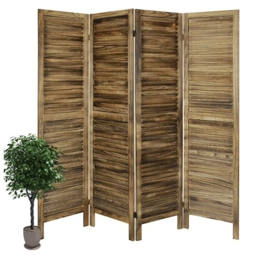 ECOMEX Room Divider 4 Panel with Louvered Design, 5.6ft Tall Wood Partition Room Divider - Lot 63