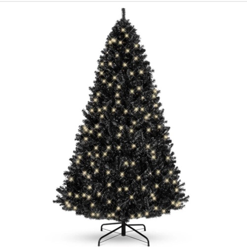 Pre-Lit Artificial Black Christmas Tree w/ Incandescent Lights, Metal Stand 4.5ft - Lot 66