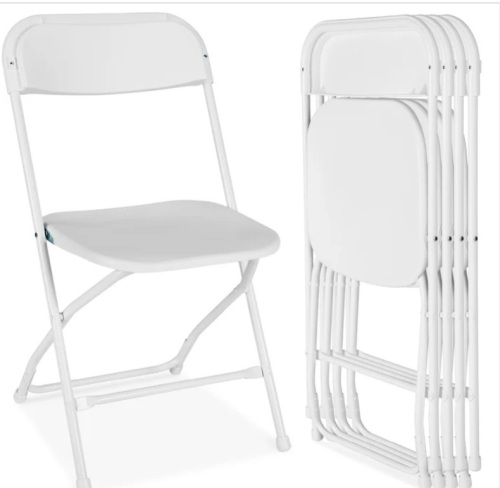 Set of 4 Folding Stacking Plastic Chairs w/ Non-Slip Feet - Lot 98