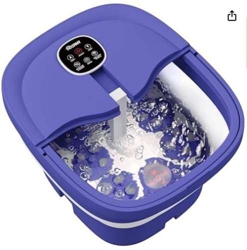 Collapsible Foot Spa Electric Rotary Massage, Foot Bath with Heat, Bubble, Remote, and 24 Motorized Shiatsu Massage Balls. Pedicure Foot Spa for Feet Stress Relief - Lot 115