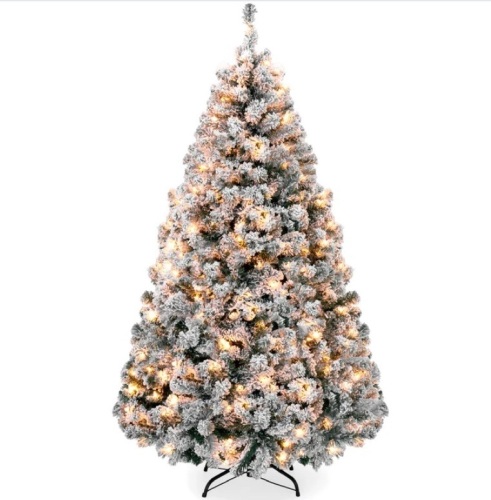 Pre-Lit Snow Flocked Artificial Pine Christmas Tree w/ Warm White Lights 6ft - Lot 121