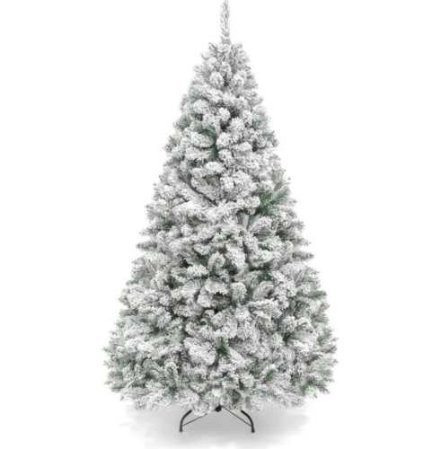 Premium Snow Flocked Artificial Pine Christmas Tree w/ Foldable Metal Base 6ft - Lot 123