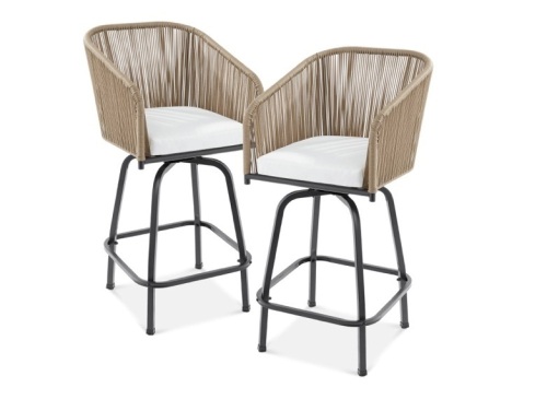 Set of 2 Woven Wicker Swivel Bar Stools - Lot 133