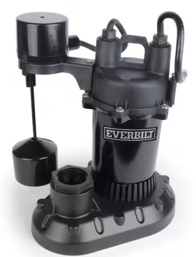 Everbilt1/4 HP Aluminum Sump Pump with Vertical Switch - Lot 140
