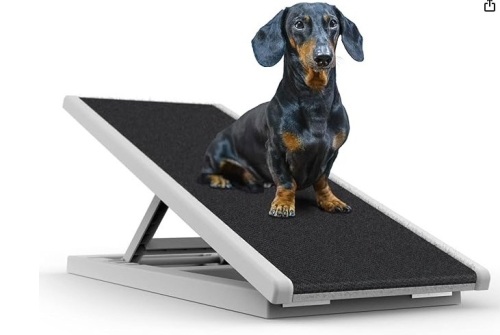 Dog Stairs, Dog Ramps Pet Stairs - Folding Ramp Height Adjustable for High Beds, Sofa, Car Supports up to 120 lbs - Lot 151