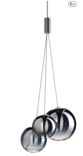 Modern LED 3 Way Glass Ball Ceiling Pendant Lights Cluster Simple Kitchen Island Lighting Fixture 3-Lights Hanging Lamp Chandelier for Dining Room(Grey), Gray (GYDD-0718-1) - Lot 156
