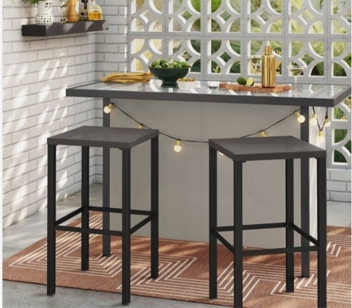 Room Essentials 2PK Outdoor Patio 29"H Counter Bar Stools Kitchen Island, Black - Lot 163