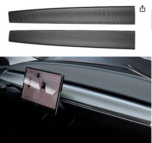 Topfit Model 3 and Model Y Dash ABS Matte Carbon Fiber Cap Covers Dashboard Sticker for Tesla Model 3&Y Wrap Accessories (M3/Y Dash) - Lot 189b