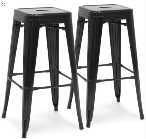 30in Set of 2 Industrial Metal Bar Stools-stools are red - Lot 170