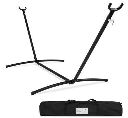 Hammock Stand for 2 Person, 450lbs Capacity Hanging Stand Weather Resistant Heavy Duty Steel Frame Swing Bed Porch with Portable Carrying Bag (Stand Only), 114In x 48In x 45In - Lot 175
