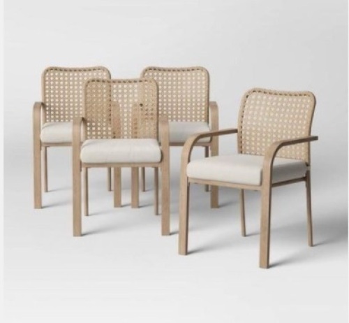 Collier 4pk Cane-Look Woven Back Patio Dining Chairs - Project 62 - Lot 180