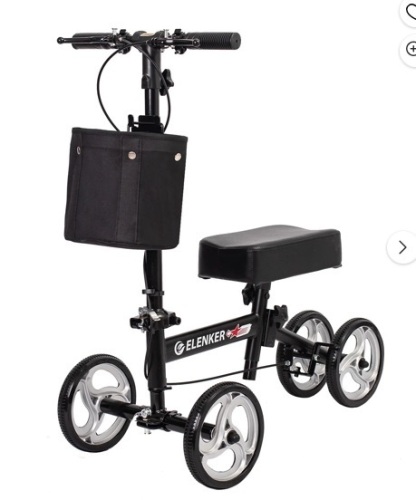 Elenker Economy Knee Scooter, Steerable Knee Walker, Foldable Knee Scooters for Foot Injuries Best Crutches Alternative Black - Lot 183