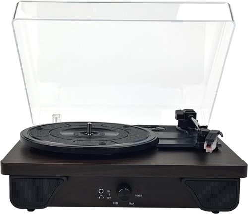 Vinyl Record Player with Dust Cover Vintage Turntable Phonograph Belt-Driven Built-in Bluetooth Speakers Support 3-Speed with Headphone, AUX-in, RCA & Auto-Stop (Color : Walnut) - Lot 1287