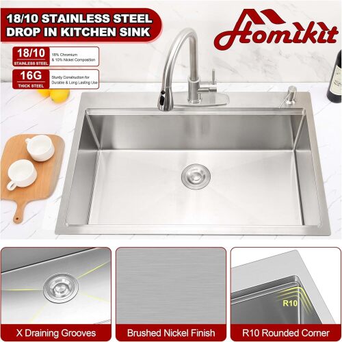 Homikit 33 x 22 Drop In Kitchen Sink - Lot 1455