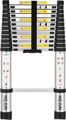 (12.5Ft/3.8M) Telescoping Ladders，EN131Standards Multi-Purpose Folding Aluminum Extension Ladder - Lot 1480