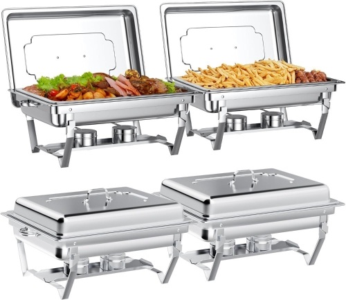 Chafing Dishes for Buffet Set: Chafers for Catering - Chafing Dish Buffet Set with Lids | Chafers and Buffet Warmers Sets | Serving Food Warmer | Chafers Servers Sets - Lot 1479