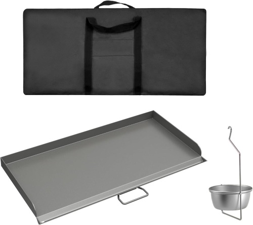 Professional 14x32 in Flat Top Steel Griddle for Camp Chef EX60LW EX60P,Fry Griddle Accessories for Camp Chef 2 Burner Propane Stove Grill,1 Carry Bag and Grease Cup with Clip - Lot 1464