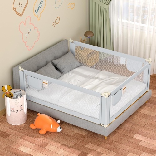 Bed Rail for Toddlers and Kids - Ultimate Safety with Enhanced Baby Bed Rail: Thickened Pipe Bed Side Rails for Children Twin Beds - Bed Fence for Baby (1 Piece, 54 inchs, Gray) - Lot 1466
