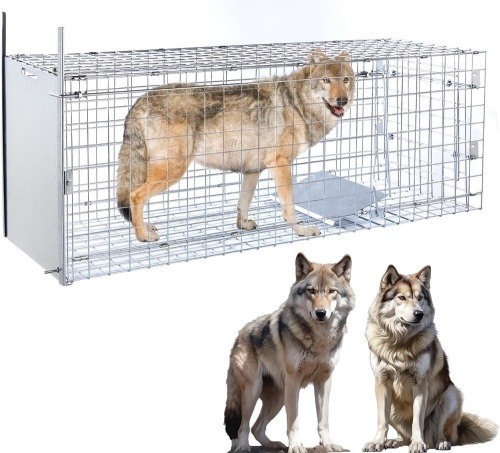 57" Large Humane Live Animal Trap,Collapsible Large Animal Catcher Cage,Cage Traps for Large Dogs up to 55 pounds,Foxes,Coyotes,Bobcat,Similar Sized Animals - Lot 1472