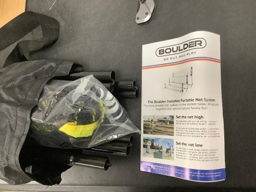 Boulder Portable Tennis Badminton Net Set Outdoor Sports Kit 14ft Black Yellow - Lot 1435