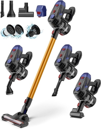 Cordless Vacuum Cleaner - 8 in 1 Stick Vacuum with 32000pa Powerful Suction & High-Performance Brushless Motor with 6x3500mah Battery Lightweight Handheld Vacuum for Carpet and Floor. - Lot 1440