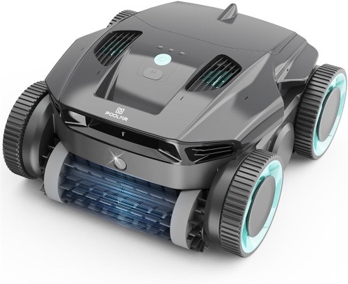 Cordless Robotic Pool Cleaner - Automatic Pool Vacuum Robot with Wall Climbing - 120 Mins Runtime, Quad-Motor Powerful Suction, Self-Parking, for In Ground Pool Up to 1500 sq. ft, Black - Lot 1445