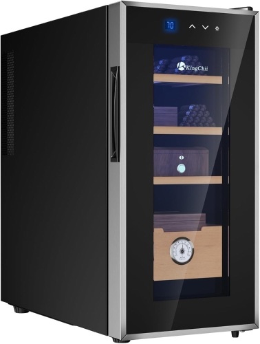 KingChii 26L Electric Cigar Humidors Cooling, Heating Control System, Electronic Humidor Cabinet with Spanish Cedar Wood Shelves & Hygrometer Gifts For Men - Father Day Gifts (4 Layers 200 Capacity) - Lot 1557