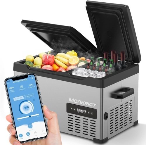 37 QT Car Refrigerator, Dual Door 12V Car Freezer, -7℉~50℉ Car Portable Fridge, Portable Freezer Compressor Cooler for Truck Van SUV RV Travel Trips Camper Camping Road Tailgating - Lot 1560