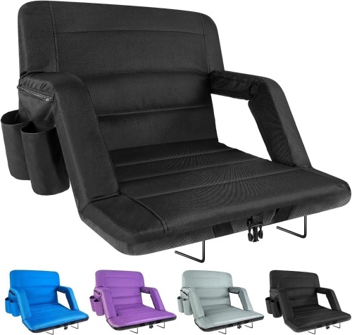 Stadium Seats with Back Support, Exclusive Bleacher Chairs with Back and Cushion Folding Stadium Chairs, 6 Reclining Positions Waterproof Bleacher Seats - Lot 1561