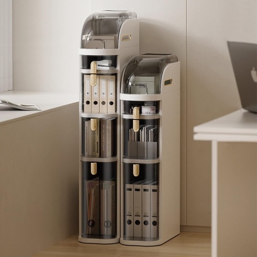 Bathroom Floor Storage Cabinet 7.09″ Narrow Slim Organizer 3-Tiers Side Corner Unit with Handle Casters Clear Drawers for Tiny Kitchen Laundry Living Room Toilet Gap - Lot 1563