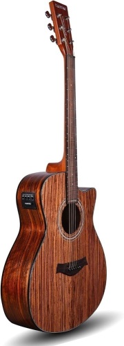 Kadence Acoustica Series Acoustic Electric Guitar - Wooden Acoustic Guitars (Zebra Wood) - Electric Acoustic Guitar with Pickup, Inbuilt Tuner and Bag - Guitar Acoustic for Beginner & Professionals - Lot 1564